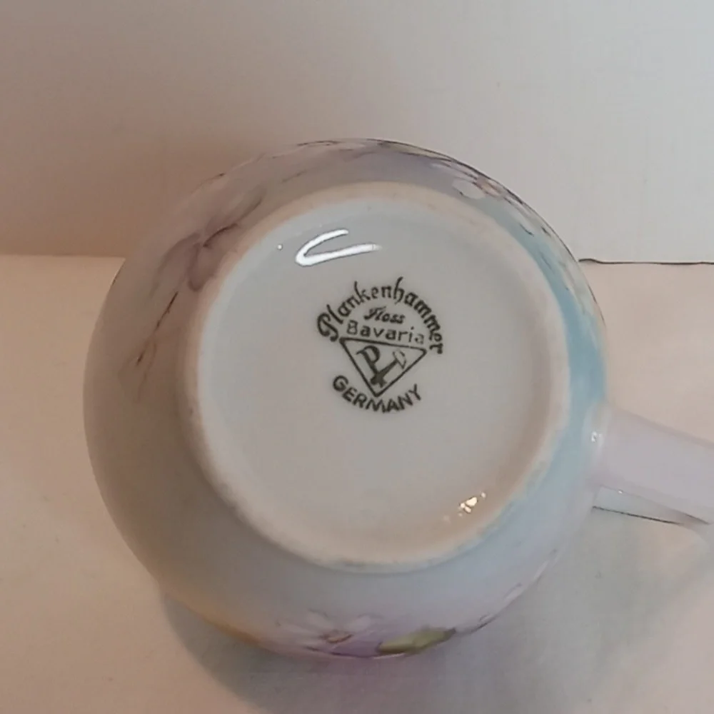 Vintage German Plankenhammer Floss Bavarian Porcelain 3 PC Teapot Sugar Creamer